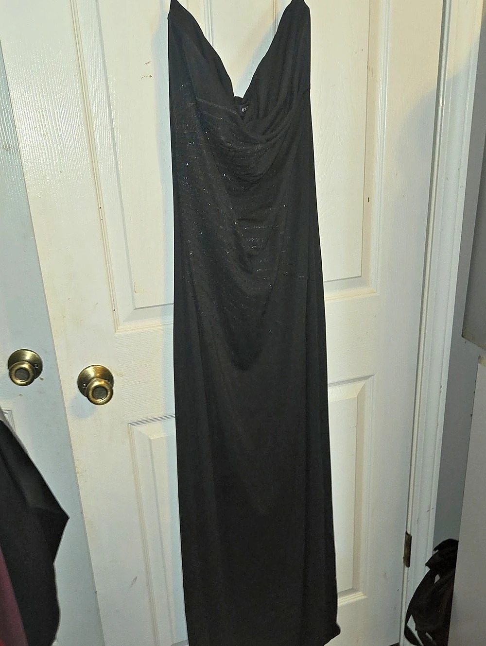 Express Draped Neck Maxi Dress Strapless in Black Size 14